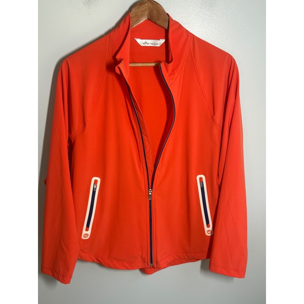 Peter Millar Womens Crown Sport Orange Full Zip Golf Active Jacket Size Large